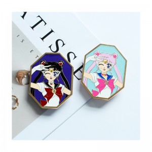 High quality hard soft enamel glitter lapel pins wholesale custom metal bade with screen print effects