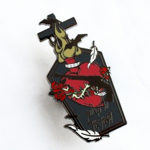 China manufacturer hard enamel pin Cartoon girl pin up with three variants laser text or logo on the back side