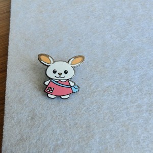hard enamel cute bunny pins with pink dress