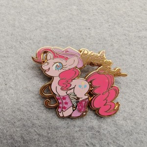 Pink Pony with glitter shoot and long tail cartoon pins