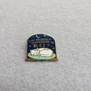 GIVE YOURSELF PERMISSION TO REST  sleeping cat hard enamel pins