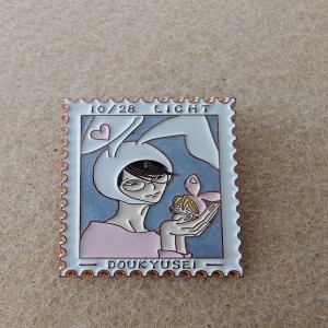 Doukyusei postage stamp style  pink plating soft enamel pins