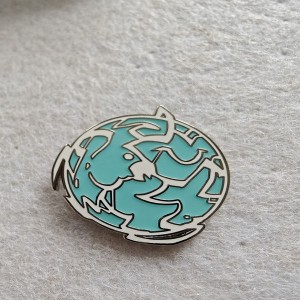 turquoise background sleek circle soft enamel pins