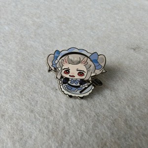 cute chibi – style character girl hard enamel pins with UV printing