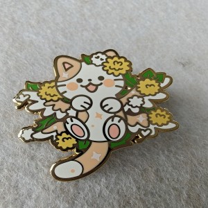 cute cartoon cats  surrounded by a bunch of flowers hard enamel pins