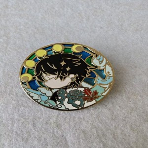 chibi-style character with transparent stain glass cartoon enamel  pins