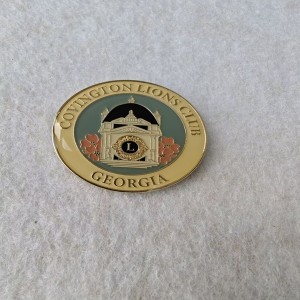 Georgia Covington Lions Club soft enamel trading pin with epoxy