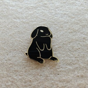 a cute black lop-eared rabbit hard enamel animal pins