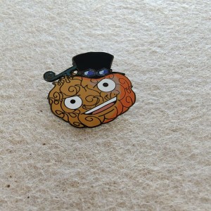 whimsical cartoon-style pumpkin character hard enamel pins