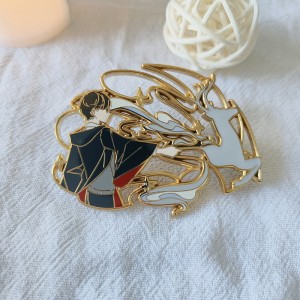 Custom designer chain clause brass buckle brooches anime lapel hard enamel pins badge and pins