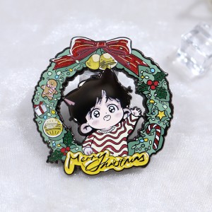 custom Christmas wreath glitter hard enamel pin