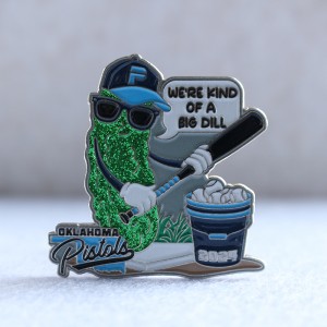 Custom Silver Finish Glitter UV Printing Trading Baseball Soft Enamel Pin