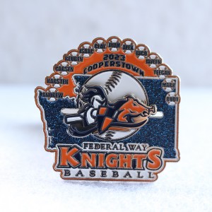 custom glitter slider  federal way knights baseball trading soft enamel pin