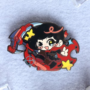 personaliséiert Cartoon Charakter Siebdruck schwaarz Nickel Hart Emaille Pin