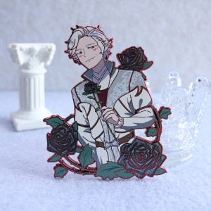 chrome plating screen printing glitter rose hard enamel pin