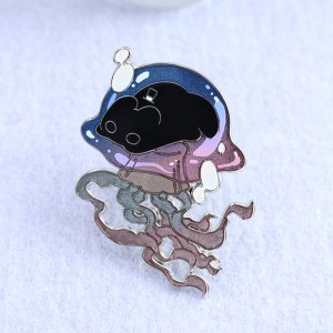 cat lying on gradient transparent jellyfish