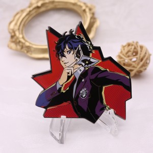 Pearlescent printed black nickel female warrior hard enamel pin