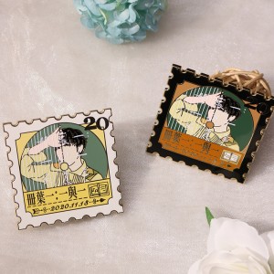 anniversary record stamp shaped hard enamel pin