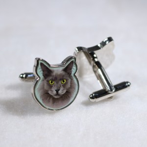 custom uv printed cat toggle closure cufflinks
