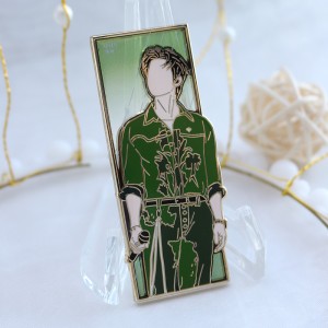 custom green gradient stained glass hard enamel pin