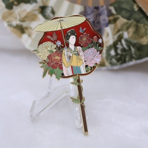 custom transparent sandblast and glitter flower hard enamel pin