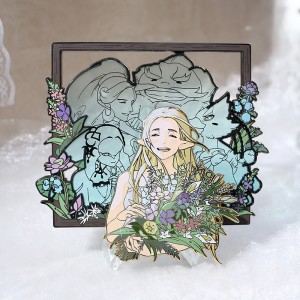 custom stained glass glitter black nickel hard enamel pin