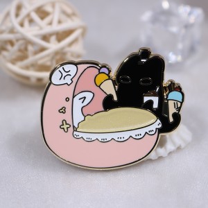 custom cute black cat pearl anime hard enamel pins