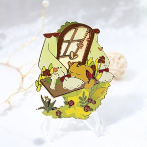 custom cat transparent gradient stained glass hard enamel pin