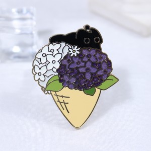 custom cartoon cat transparent bouquet hard enamel pin