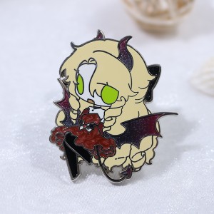 custom swirl pearl and gradient glitter cute little witch hard enamel pin