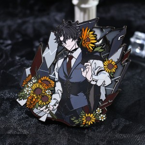 custom anime uv printing stained glass black nickel hard enamel pin