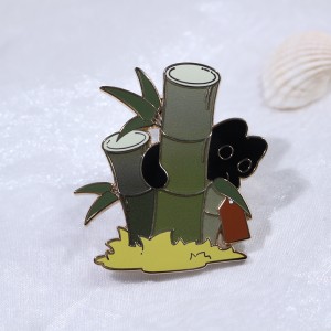 custom anime black cat holding bamboo gradient pearl hard enamel pin