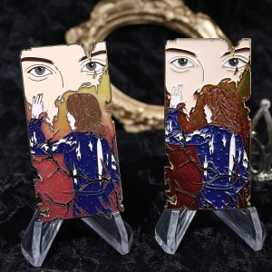 custom gradient glitter and transparent enamel pin