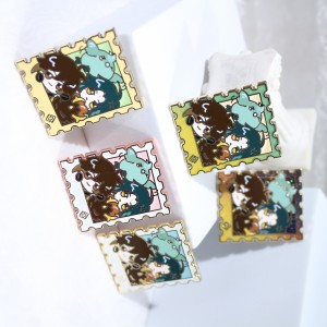 Custom Stamp Gradient Pearl Glitter Hard Enamel Pins