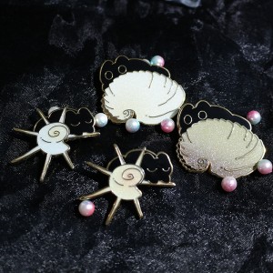 custom black cat conch anime gradient pearlescent hard enamel pin
