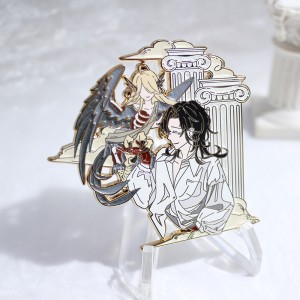 custom silk and pearl gold plated anime hard enamel pin
