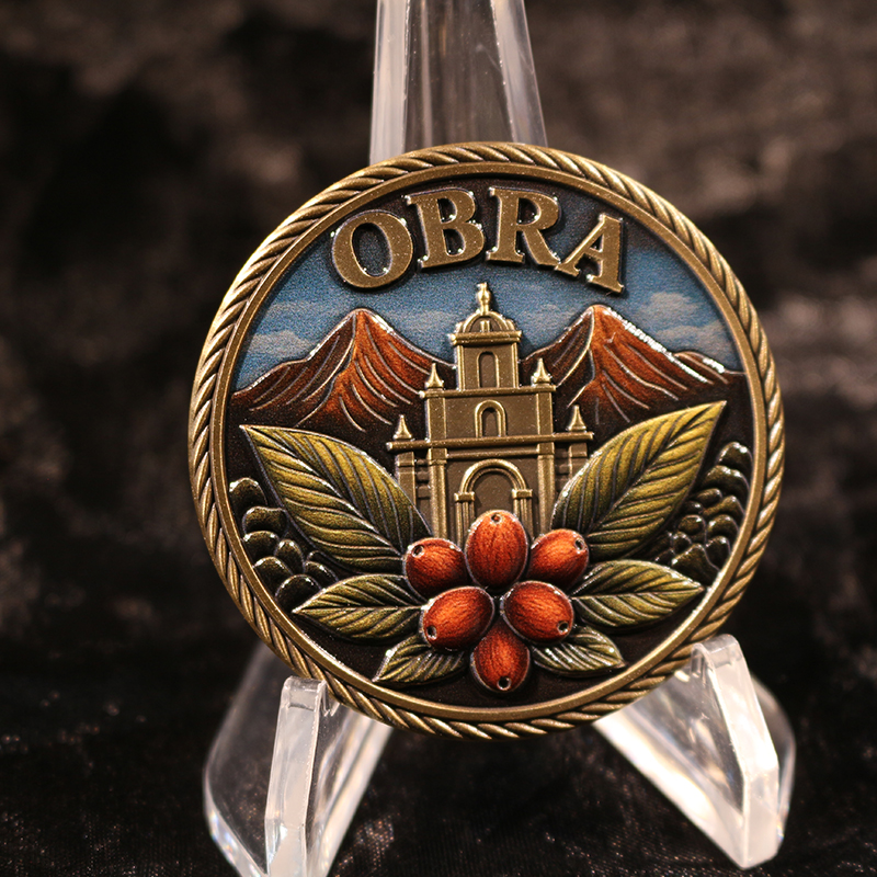 custom OBRA 3d uv printing oblique line edge challenge coin