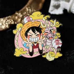 custom anime gold plated silk printing hard enamel pin
