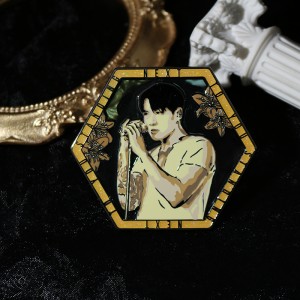 custom black nickel idol stained glass hard enamel pin