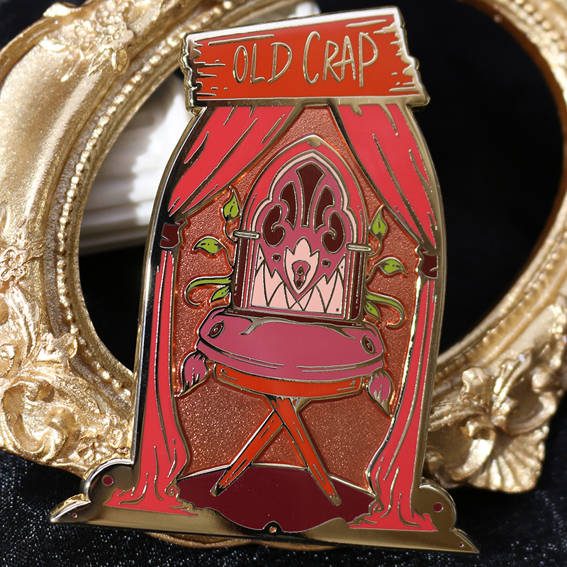 custom gold plating red transparent hard enamel pin