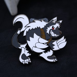 custom wolf sliver plated hard enamel pin