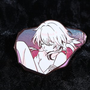 custom rose gold plated gradient transparent sandblast anime hard enamel pin