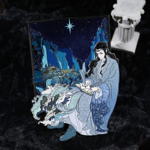 custom magnetic two layers swirl pearl gradient transparent anime hard enamel pins