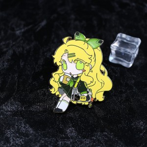 custom gold plated uv printing pearl anime blonde little girl hard enamel pin