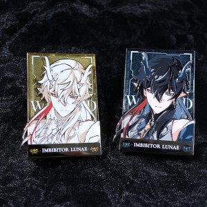 custom screen printing gradient pearl stained glass anime hard enamel pins