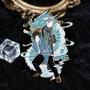 custom idol pearl dragon gold plated soft enamel pin
