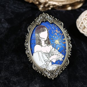 custom 3d frame with rhinestone gradient pearl hard enamel pin