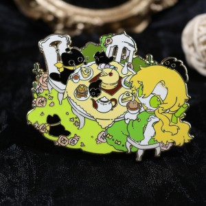 custom cat tea party hard enamel pin