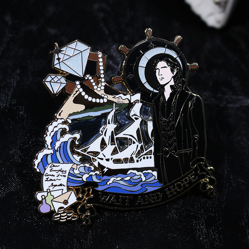 custom gold plated stained glass glitter hard enamel pin