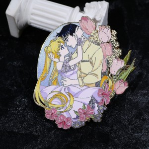 custom anime gradient pearl uv printing glitter hard enamel pin